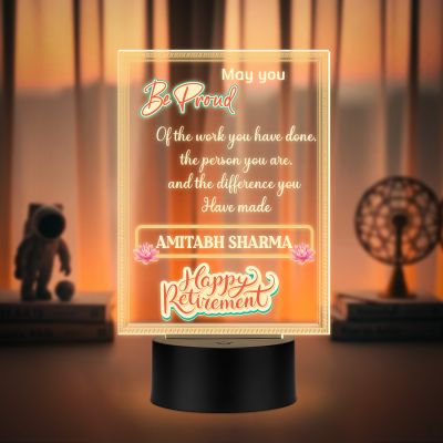 Personalized Happy Retirement LED Night Lamp Custom with Name Warm White Light Retirement Gift for Teacher, Mom, Dad, Colleagues, Boss